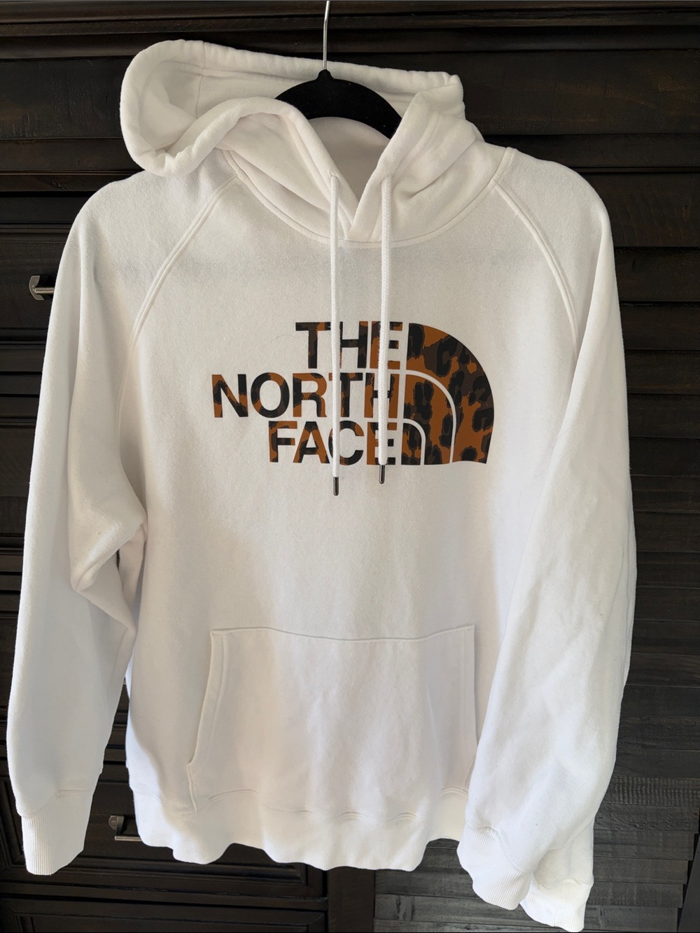 *Rare* The North Face White Hoodie with Leopard-Print Logo